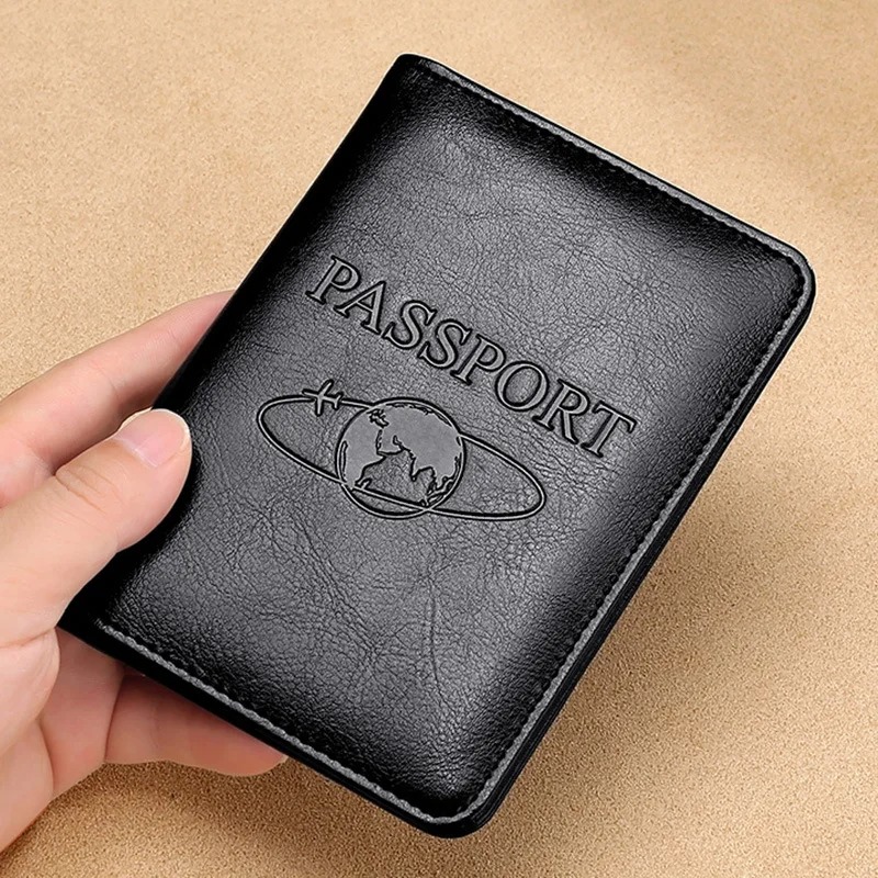 Leather Passport Cover - Unisex Genuine Leather Passport Cover RFID
